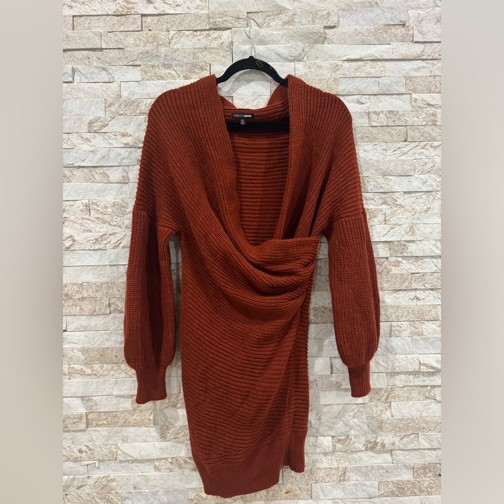 Fashion, nova burnt orange knit dress